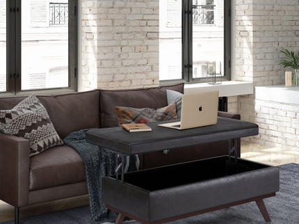 Owen - Lift Top Large Coffee Table Storage Ottoman, Mid Century Style