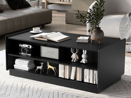 Modern Rectangle Coffee Table With 4 Drawers And 2 Display Shelves