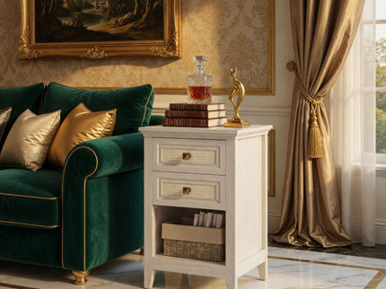 Nightstand With 2 Drawers Bedside Table
