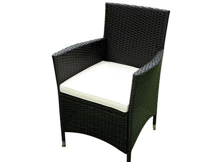 Outdoor Patio Wicker Dining Set With Acacia Wood Top