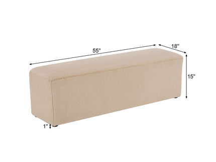 Long Plush Ottoman, Simple Footstool And Seat For Home Use - Almond