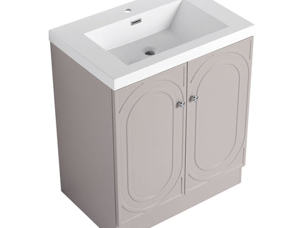 Contemporary Freestanding Bathroom Vanity With Resin Sink & Soft-Close Cabinet Doors