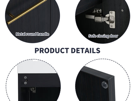 Contemporary 48" Wall Mounted Bathroom Vanity With Resin Sink And Soft Closing Doors And Line - Black Chestnut