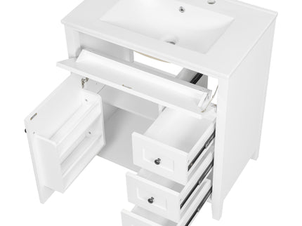 Bathroom Vanity With Sink, 3 Drawers And Adjustable Shelf
