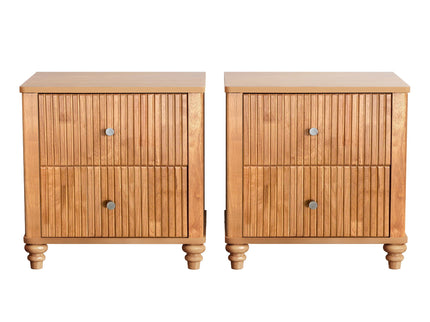 Modern Fluted Nightstand With 3 Drawers