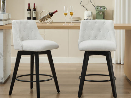 Swivel Bar Stools & Button Tufted Back (Set of 2)