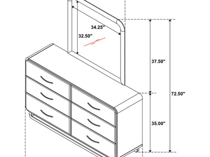 Bernardo - 6 Drawer Dresser And Mirror With Rounded Corners - Nutmeg Brown