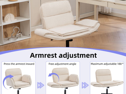 Criss Cross Swivel Desk Chair With Adjustable Armrests & Wheels For Home Office