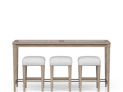 Glass Console Table With 3 Stools - Frosted