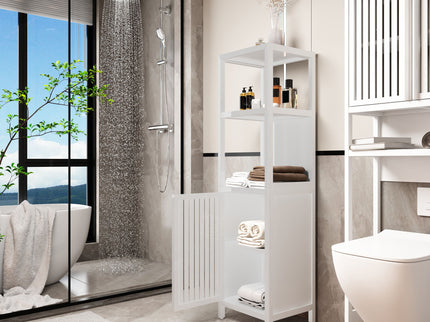 Storage Cabinet With Tall Tower, Multifunctional For Bathroom
