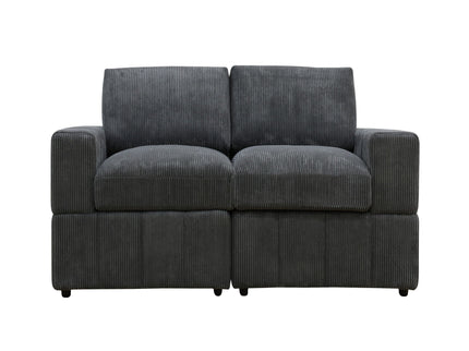 Oversized Modular Loveseat, 2 Piece Living Room Sofa Set - Dark Gray