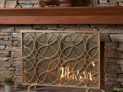 Thayer - Single Panel Iron Fireplace Screen With Geometric Design