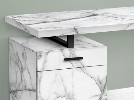 Computer Desk, Home Office, Laptop, Left, Right Set-Up, Storage Drawers, Work, Marble Look Laminate, Contemporary, Modern - White