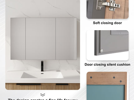 Wall Mounted Bathroom Cabinet With Adjustable Shelves Storage Cabinet - Imitative Oak