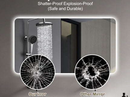 Wall Mounted Bathroom Full Length Makeup Mirror With 3 Color Lighting - Clear