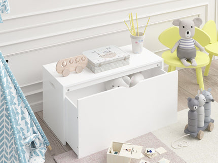 Toy Storage Organizer With Rolling Drawer, Chest With Wheels, Large Pull Out Bin For Nursery - White