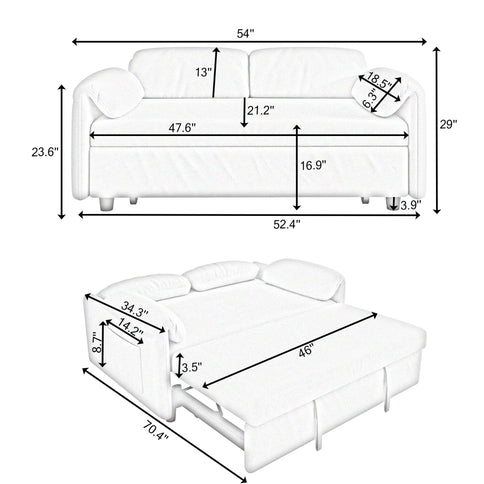 Sofa, Dual Purpose Lounge With Retractable Queen Size Bed