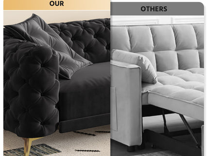3 In 1 Convertible Sleeper, Deep Seat Pull Out Sofa Bed, Button Tufted
