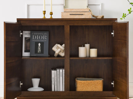 Sideboard, Buffet Cabinet With 2 Outlet Holes, Storage Cabinet For Entryway, Hallway, Living Room, Kitchen, Dining Room, Bedroom - Walnut