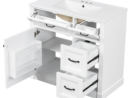 Modern Bathroom Vanity With Sink, 4 Drawers, Soft-Close Door, Adjustable Shelf