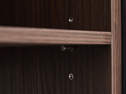 Modern Extendable & Rotating Cabinet With Drawer And Flip Doors For Versatile Storage - Black / Dark Walnut