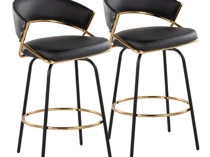 Jie - Fixed Height Contemporary Counter Stool With Swivel Round Footrest (Set of 2)