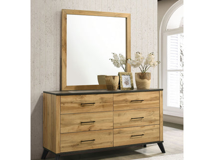 Georgina - 6 Drawer Dresser With Mirror - Natural Wood