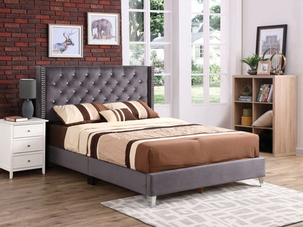 Upholstered Nailhead Trim Chic Bed