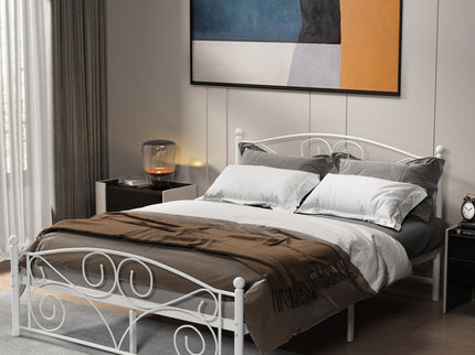 Unique Flower Sturdy System Metal Bed Frame With Headboard And Footboard