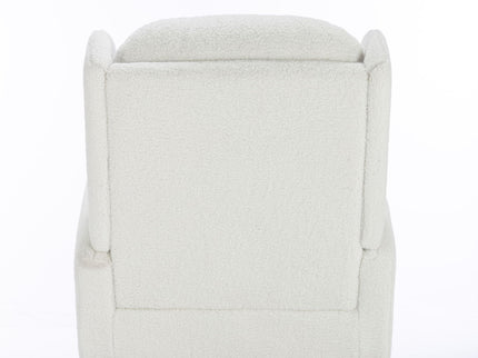 Teddy Fabric Rocking Chair With Packet Wood Legs - Ivory