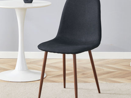 Luxury Simple Chair (Set of 4) Linen Cotton High Resilience Dining Chair With Metal Color Leg - Black / Walnut
