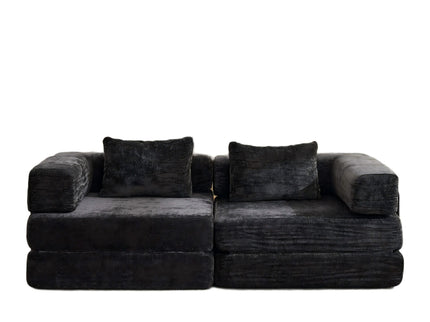 Convertible Floor Sofa Bed With Pillow Back Support Armrest