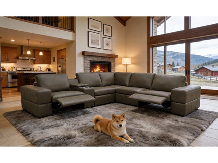Upholstered Large Arms Sectional With Recliner Seats
