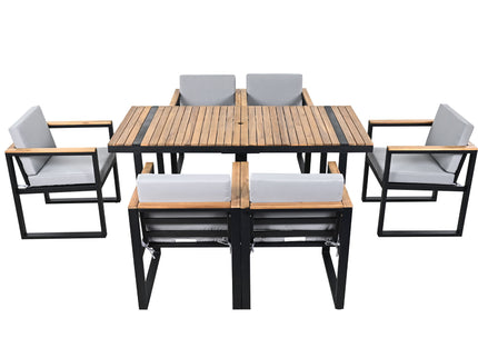 7 Pieces Outdoor Dining Set Patio Dining Table And Chair Set With And Removable Cushions For Patio