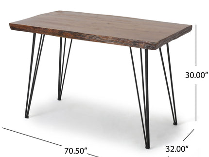 Modern Industrial Faux Live Edge Dining Table With Hairpin Legs - Natural