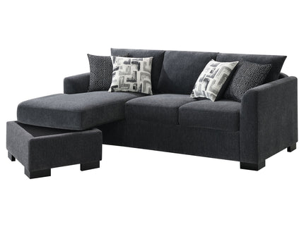 Pacheco - Upholstered Sleeper Sectional Chaise Sofa With Pocket Coils And Reversible Cushions - Dark Gray