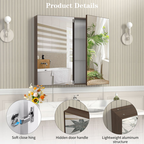 Medicine Cabinet, Wall Mounted Bathroom Mirror With Storage