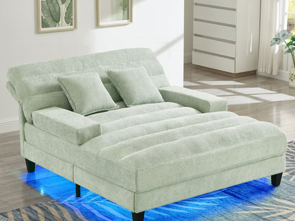 Chaise Bed Lounge Sofa Chair With Adjustable Backrest And LED Light Strip