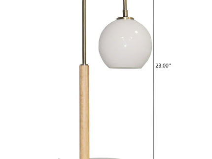 Bedside Table Lamp With Globe Lampshade - White