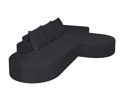 Modern Curved Sofa, L-Shaped Modular Sectional Set With 3 Pillows