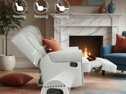 Extra Wide Swivel Recliner Glider Chair With Footrest