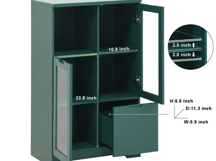 Modern Cabinet With Glass Doors And Drawer