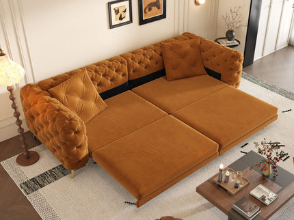 3 In 1 Convertible Sleeper, Deep Seat Pull Out Sofa Bed, Button Tufted