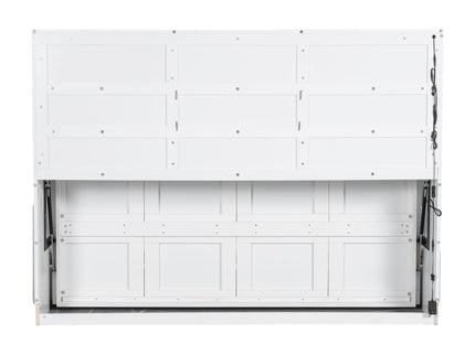 Murphy Cabinet Bed With Folding Sofa, Built In Storage Shelves And LED Light