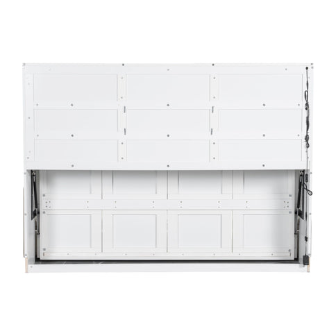 Murphy Cabinet Bed With Folding Sofa, Built In Storage Shelves And LED Light