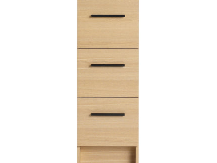 Slim Freestanding Bathroom Storage Cabinet, 3 Drawers - Light Oak