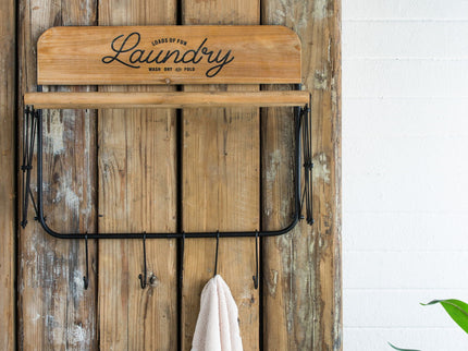 Laundry Rack With Accordion Design - Brown / Black - Black Brown
