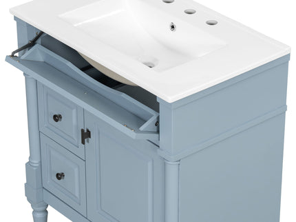 Modern Bathroom Vanity With Sink, Freestanding Cabinet With Flip Drawer & Adjustable Shelf