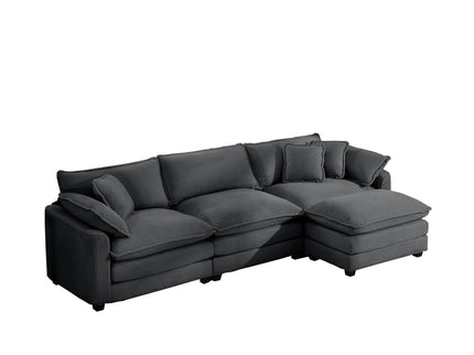 Modular Oversized Cushion Sofa With Ottoman, Low Back, Deep Seating Sofa Set