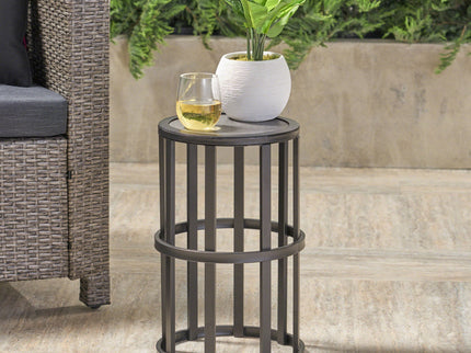Outdoor Powder Coated Side Table - Gray